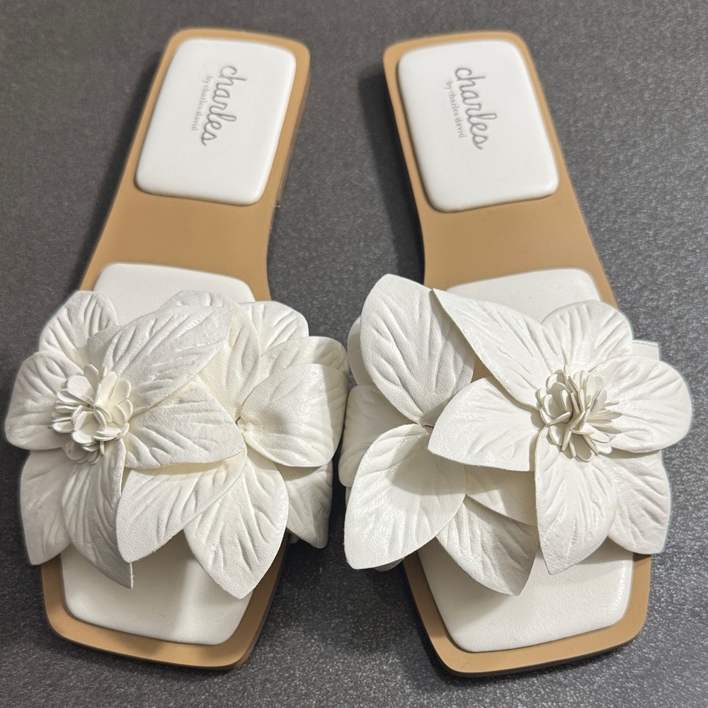 Charles By Charles David Cream Floral Sandals